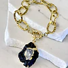 Pulsera Maxi Turnalina Cuarzo Eslabones Martillados Gold 