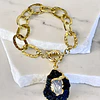 Pulsera Maxi Turnalina Cuarzo Eslabones Martillados Gold 