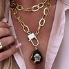 Collar XL Turmalina Negra Cuarzo Broche Candado Luxury gold 