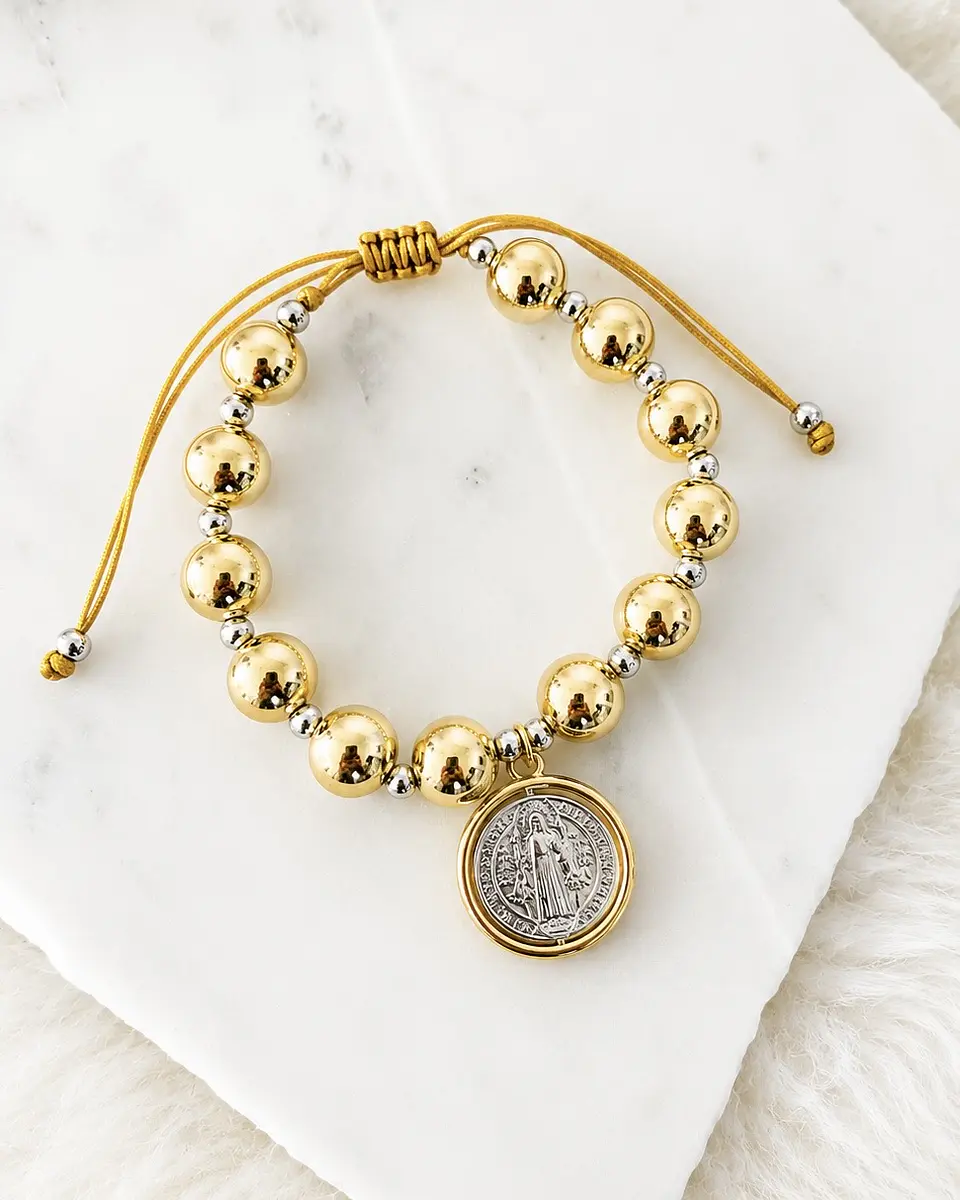Pulsera Maxi balines San Benito Silver Gold 3