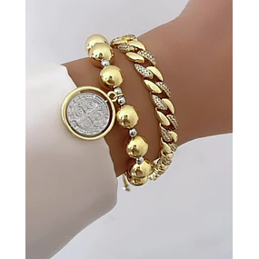 Pulsera Maxi balines San Benito Silver Gold