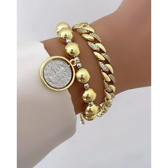 Pulsera Maxi balines San Benito Silver Gold