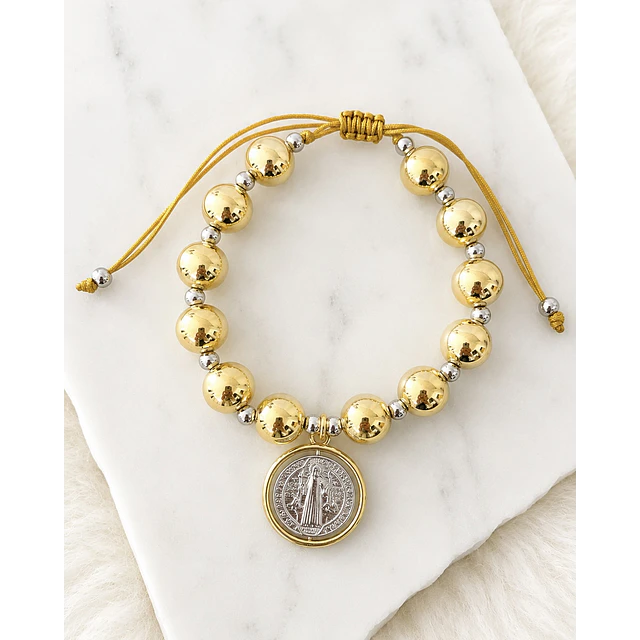 Pulsera Maxi balines San Benito Silver Gold