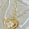 Collar XL Maxi Corazón Estrella cuarzo tornasol gold