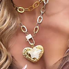 Collar XL Maxi Corazón Estrella cuarzo tornasol gold