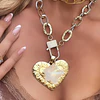 Collar XL Maxi Corazón Estrella cuarzo tornasol gold