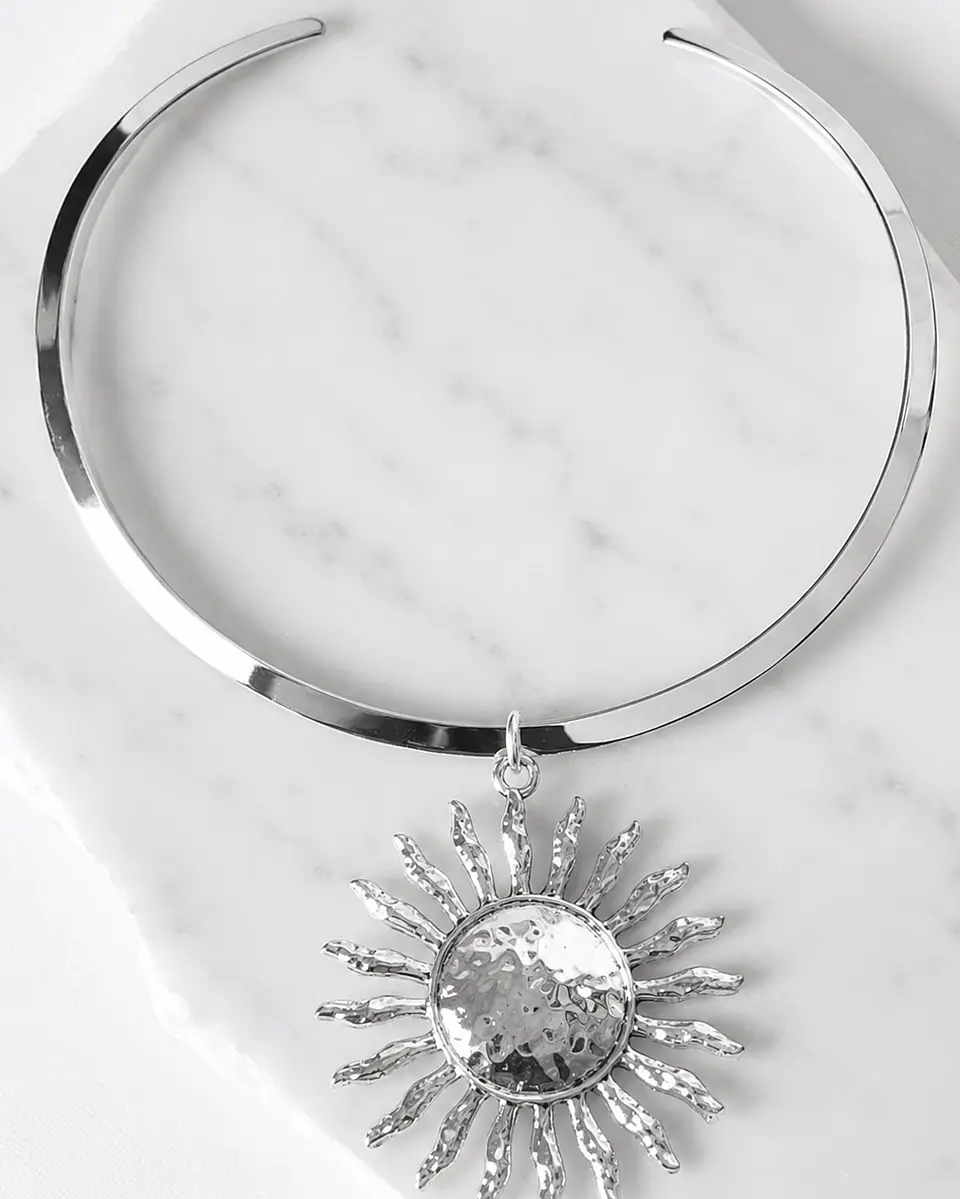 Collar Tiara Gruesa Maxi Sol Silver 2