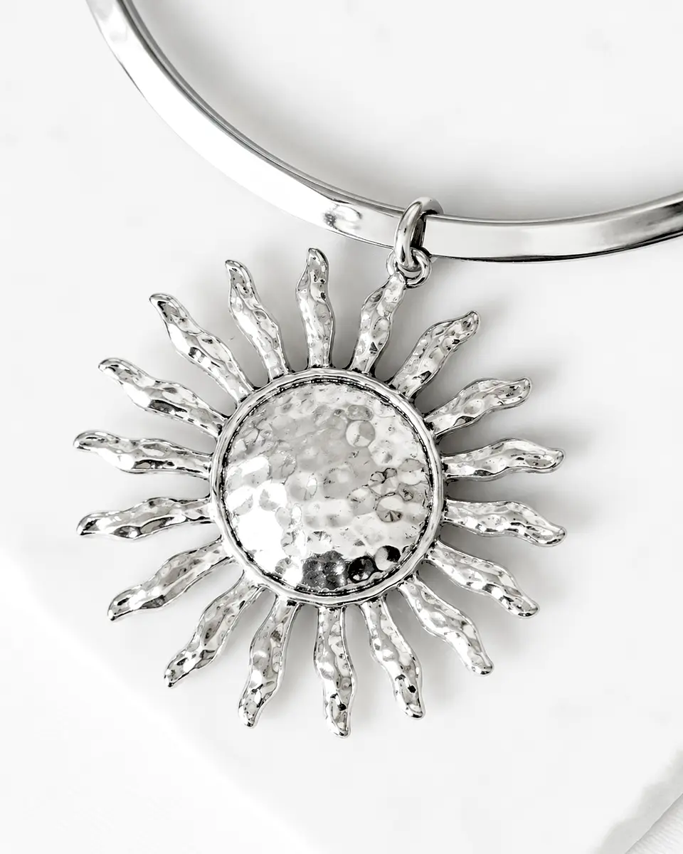 Collar Tiara Gruesa Maxi Sol Silver 5