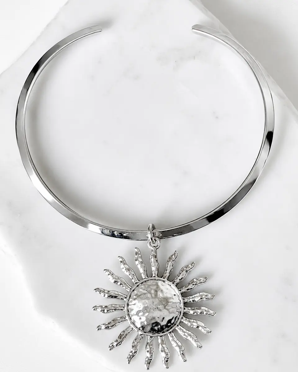 Collar Tiara Gruesa Maxi Sol Silver 8