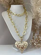 Collar XL maxi Corazon y eslabones martillados gold  - Miniatura 2