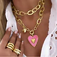 Collar XL Maxi Corazón Pink Maxi Eslabones Martillados Gold  - Miniatura 1