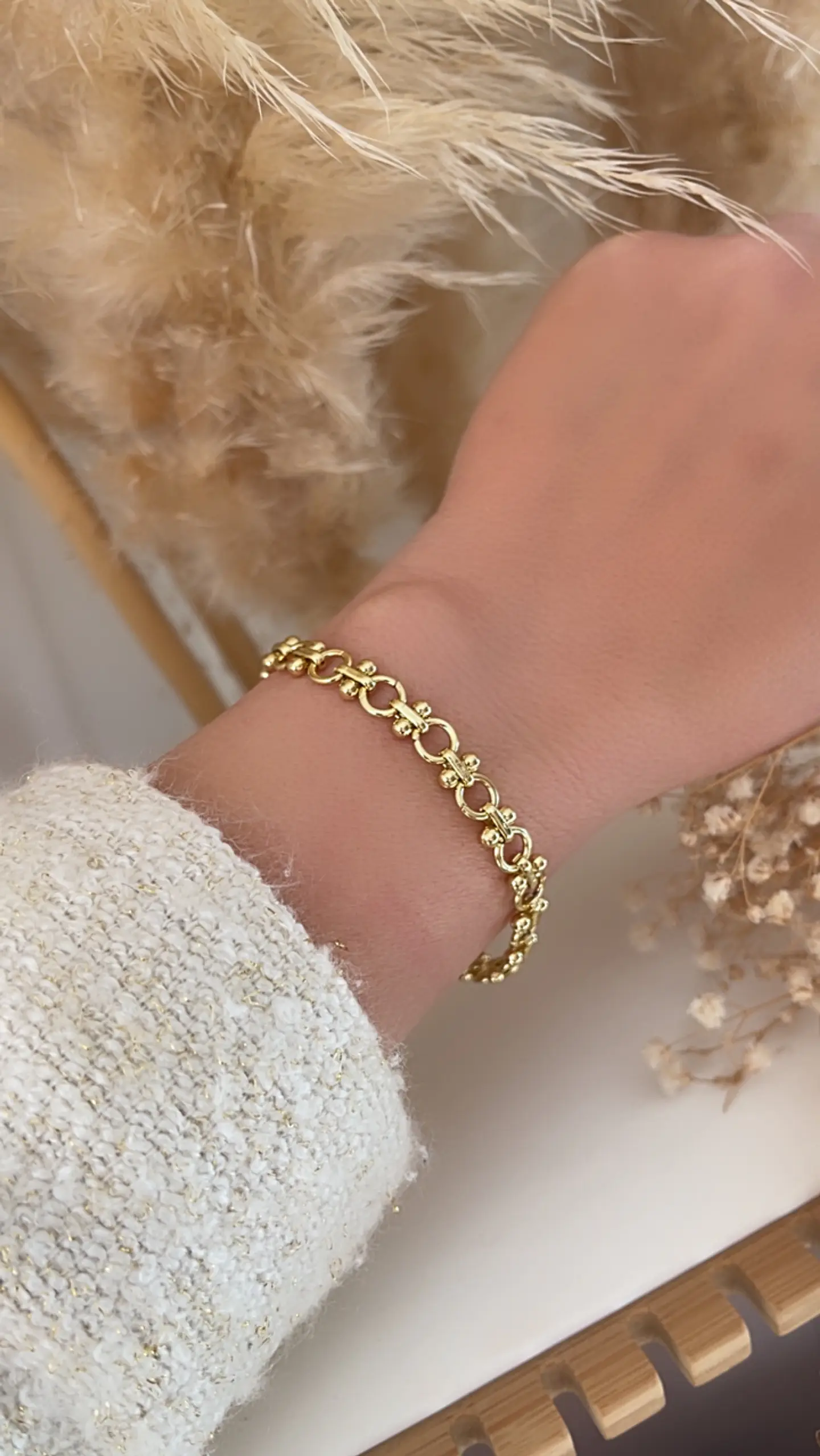 Pulsera Sofía eslabones mixtos gold  5