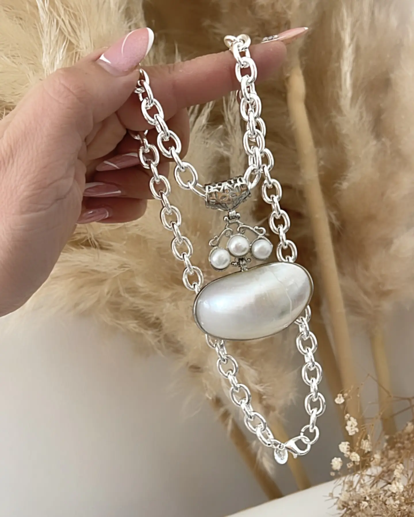 Collar Maxi dije Perlas Nácar Silver 4