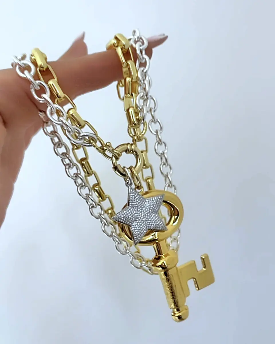  Collar doble Maxi Llave Estrella Silver & Gold 2