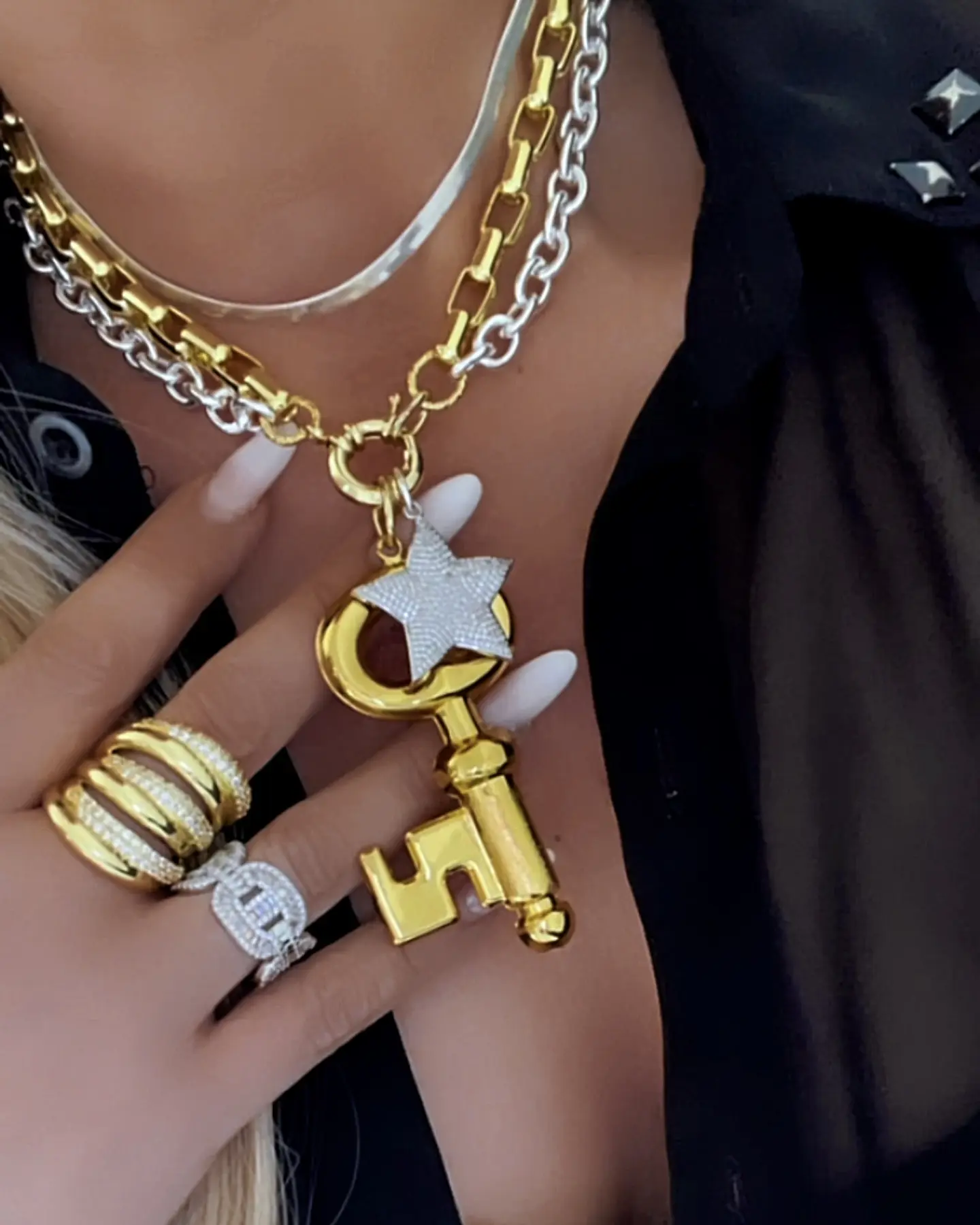  Collar doble Maxi Llave Estrella Silver & Gold 3