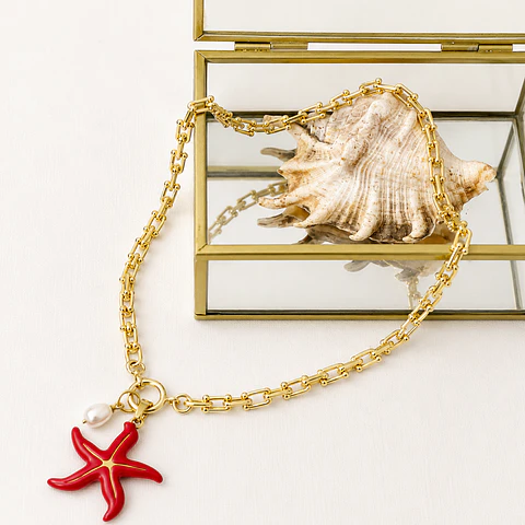 Collar Stellla Maris Coral gold 