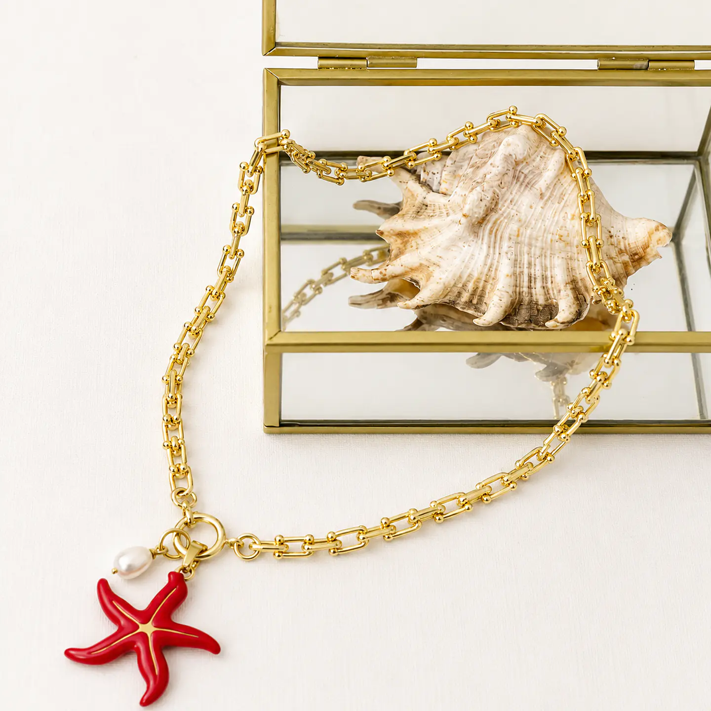 Collar Stellla Maris Coral gold  1