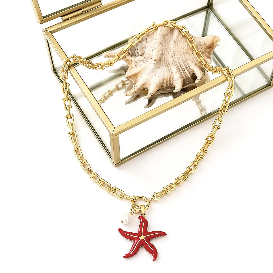 Collar Stellla Maris Coral gold  3