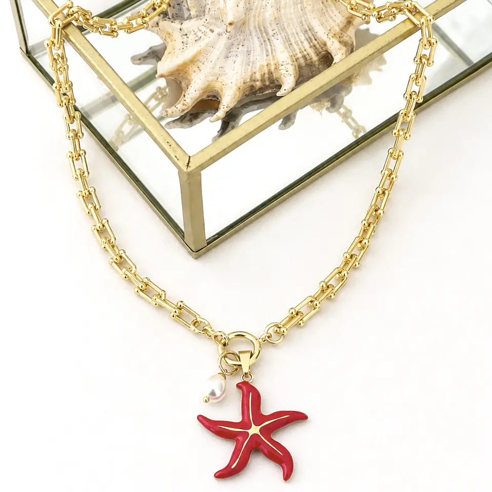 Collar Stellla Maris Coral gold  4
