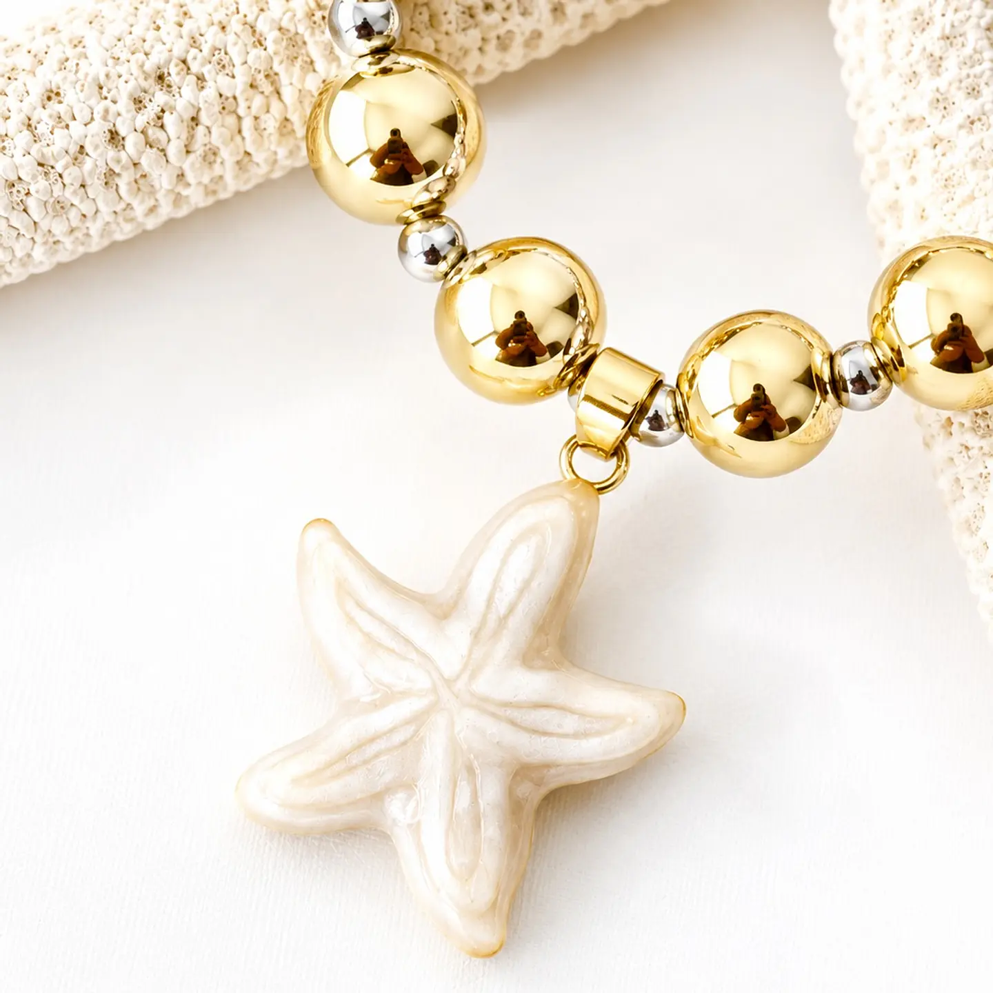 Pulsera Maxi balines Estrella Mar Gold 2