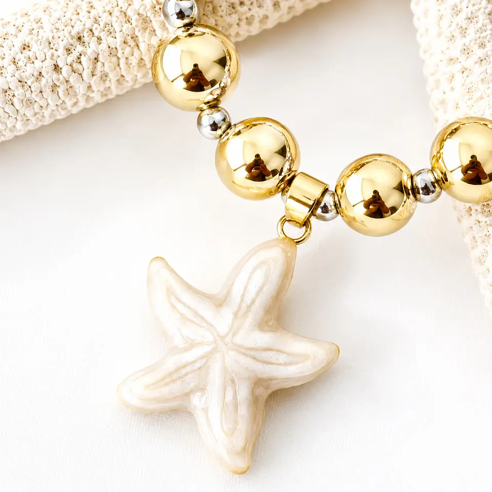 Pulsera Maxi balines Estrella Mar Gold 2