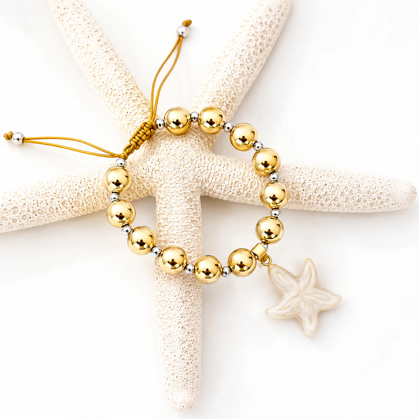 Pulsera Maxi balines Estrella Mar Gold 3