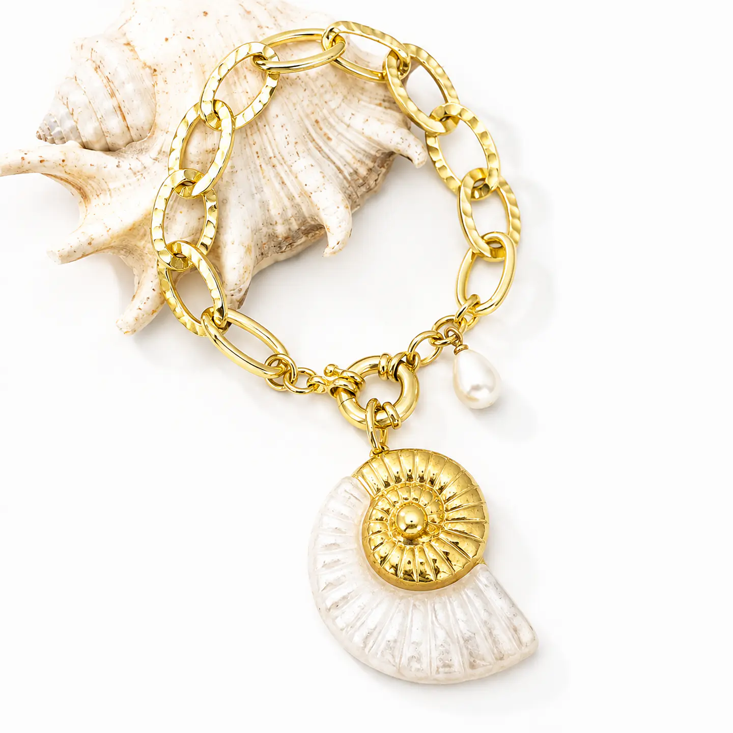 Pulsera Maxi Caracola Marfil Gold 1