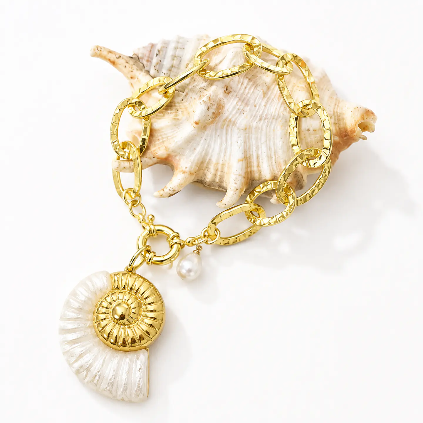 Pulsera Maxi Caracola Marfil Gold 3
