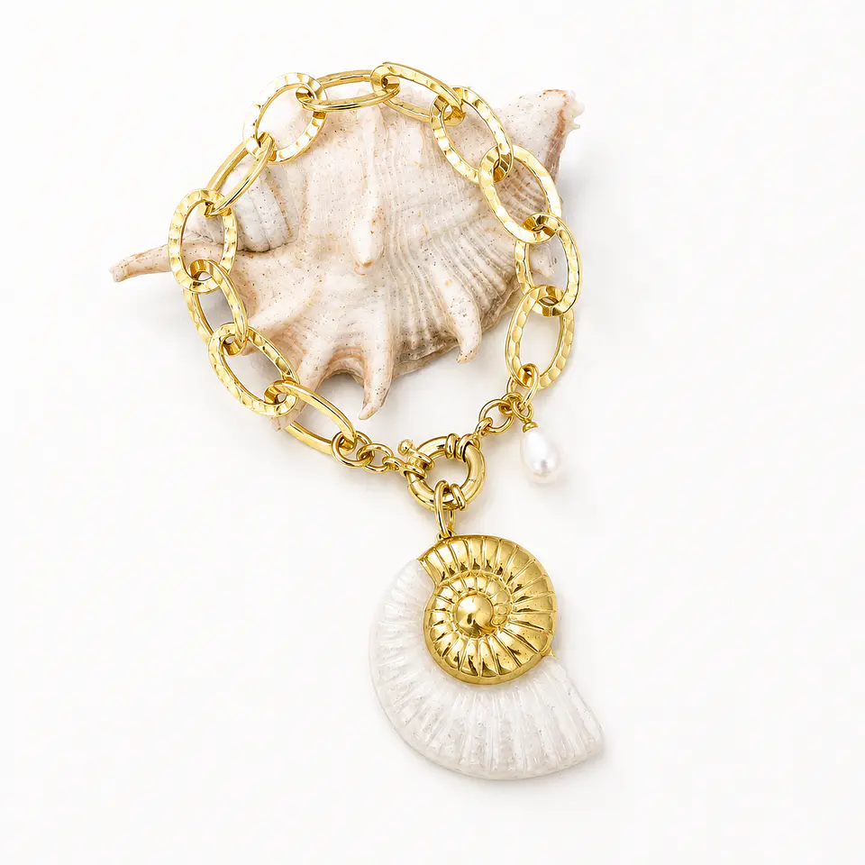 Pulsera Maxi Caracola Marfil Gold 4
