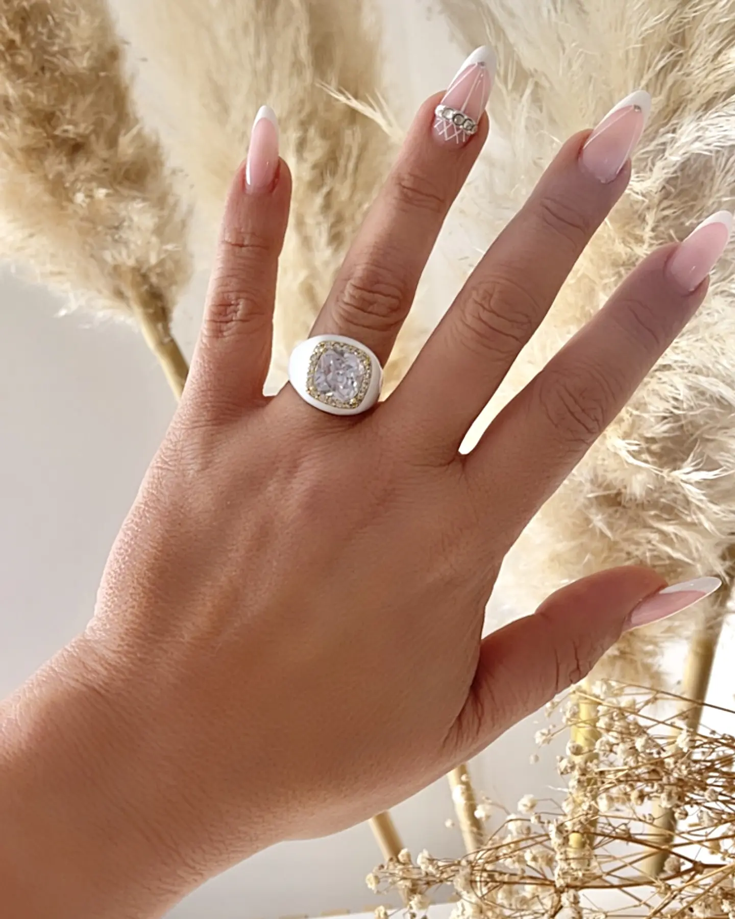 Anillo Espuma Blanca Maxi Cristal Gold  4