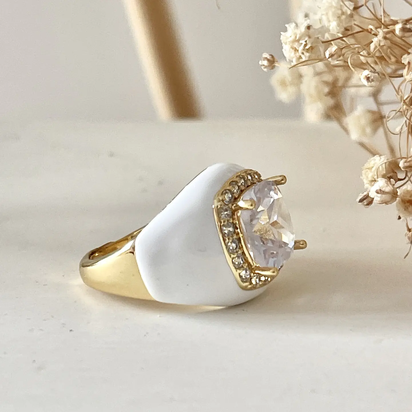 Anillo Espuma Blanca Maxi Cristal Gold  3
