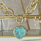 Collar Maxi Corazón Cristal Turquesa Maxi eslabones Gold - Miniatura 1