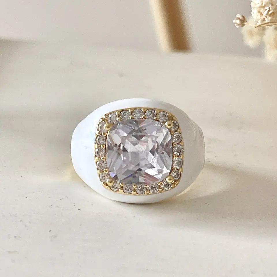 Anillo Espuma Blanca Maxi Cristal Gold  1