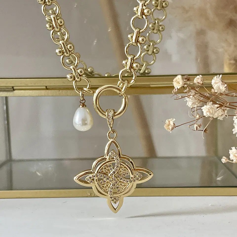 Collar Nudo de Bruja eslabones mixtos Gold 1