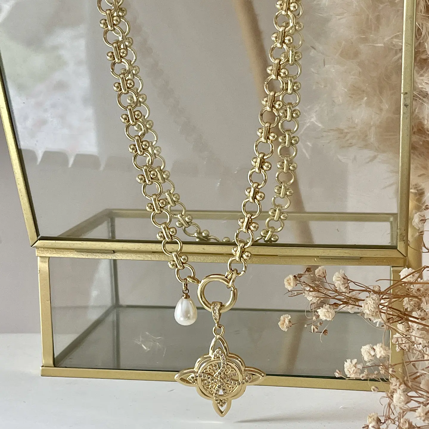 Collar Nudo de Bruja eslabones mixtos Gold 2