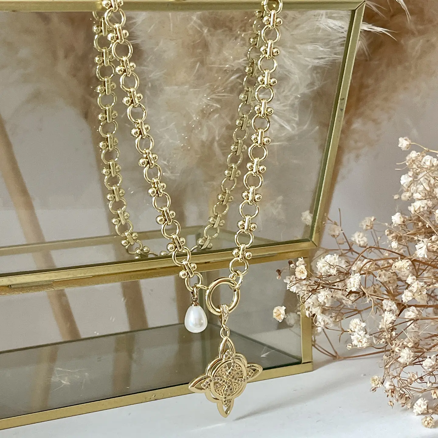 Collar Nudo de Bruja eslabones mixtos Gold 5