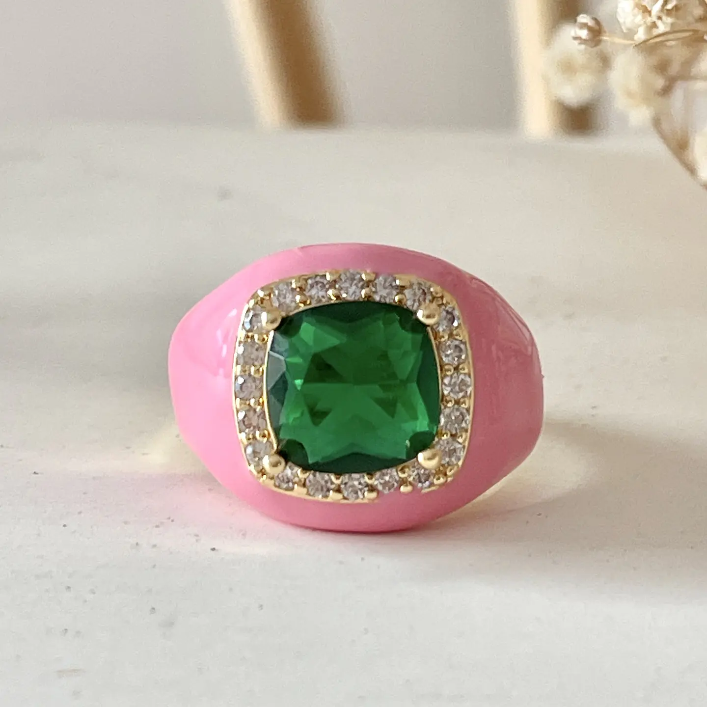 Anillo Espuma Rosa Maxi Cristal Gold  1