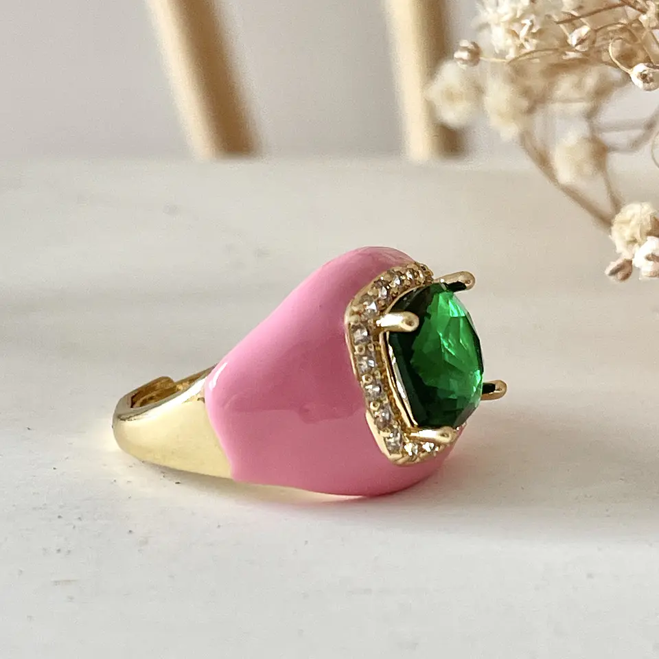 Anillo Espuma Rosa Maxi Cristal Gold  3