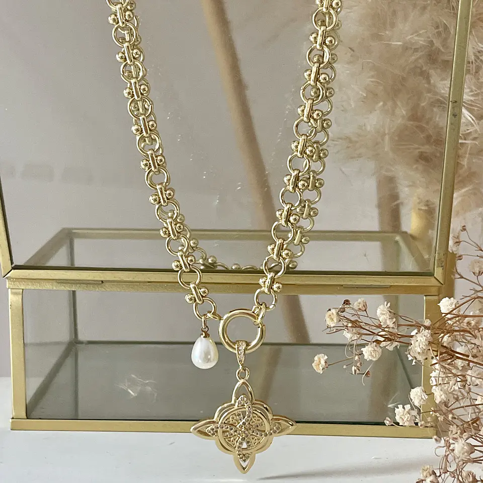Collar Nudo de Bruja eslabones mixtos Gold 4