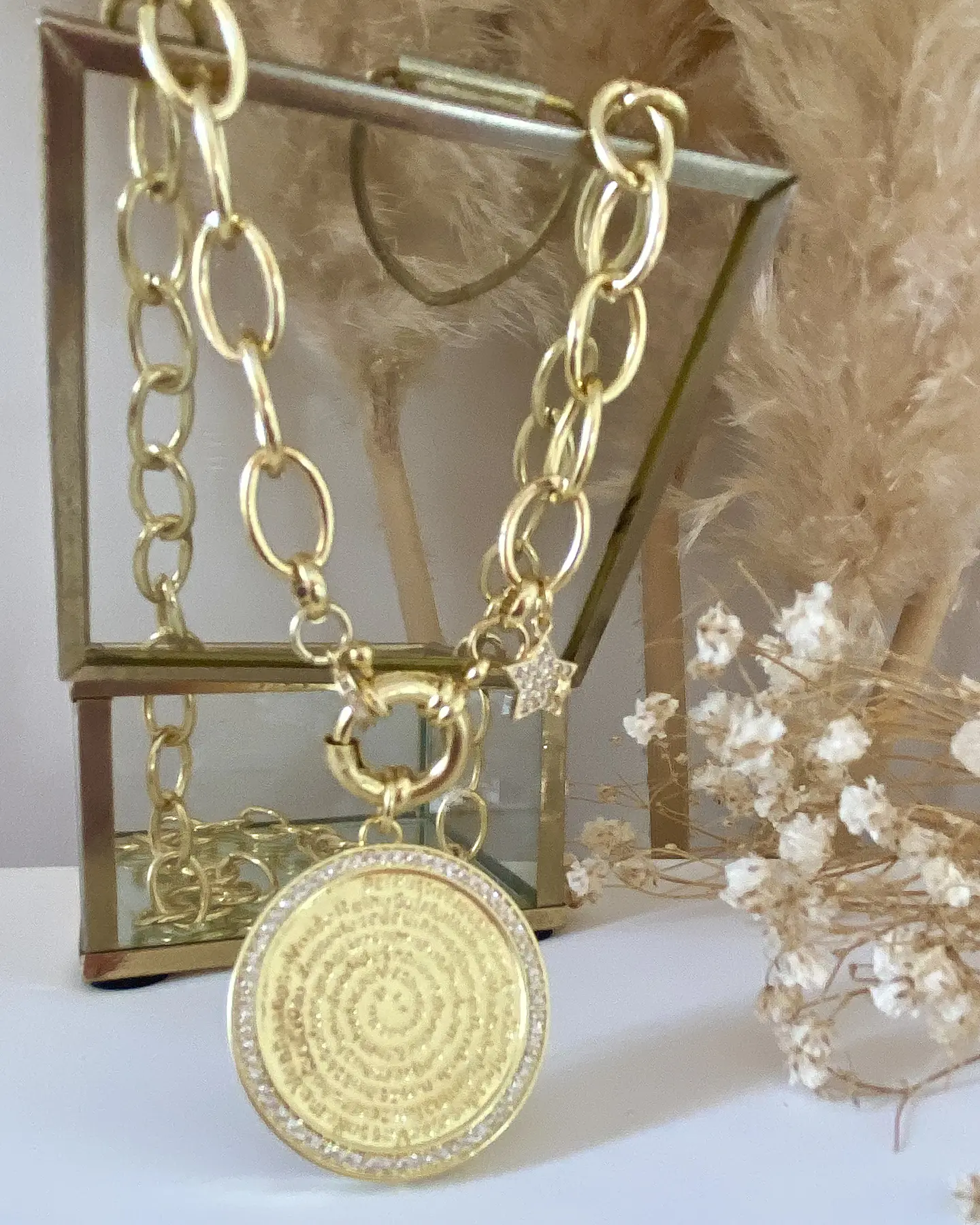 Collar Macizo Medallón Padre Nuestro Circones Herradura Gold 1