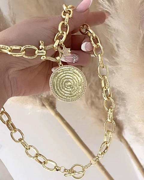 Collar Macizo Medallón Padre Nuestro Circones Gold