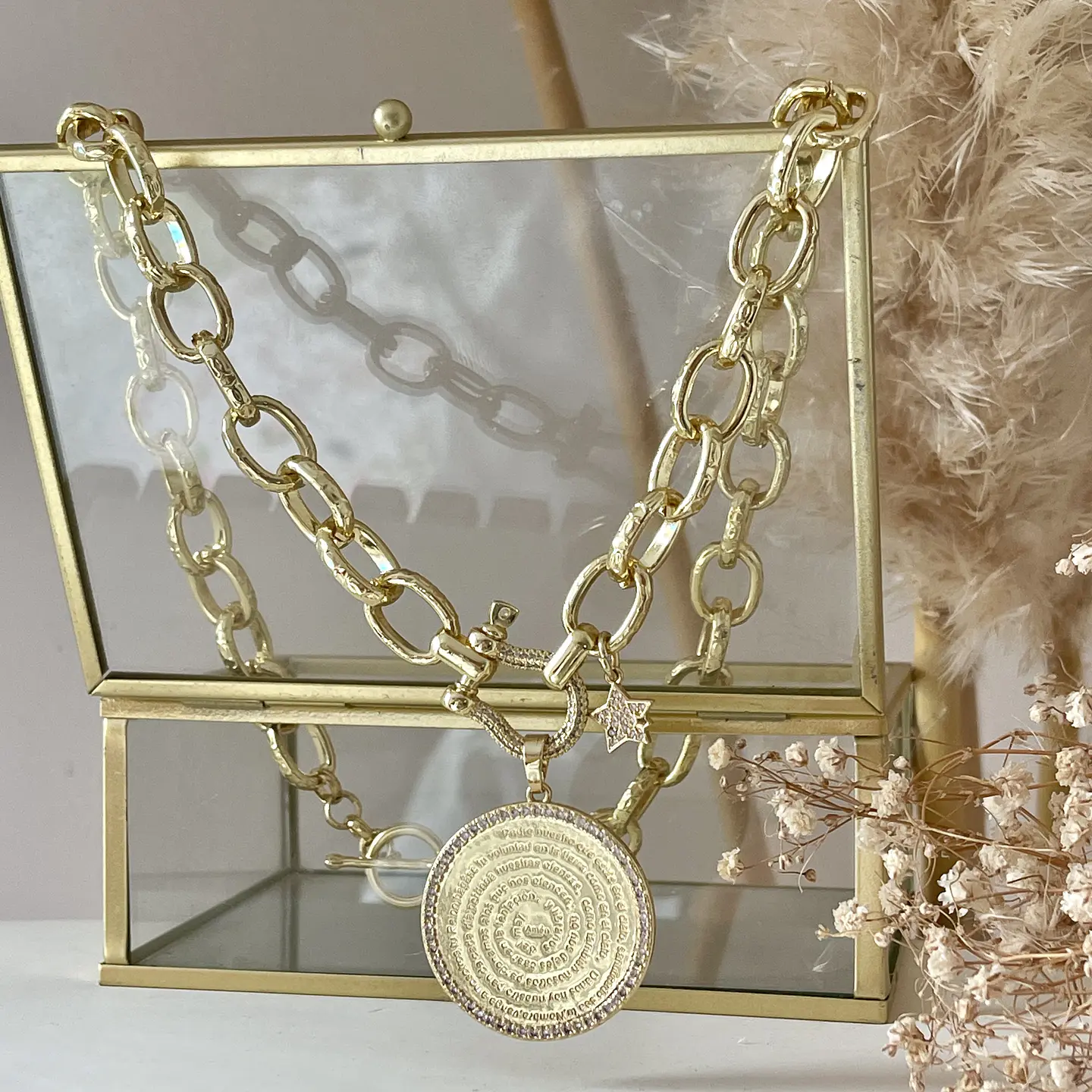 Collar Macizo Medallón Padre Nuestro Circones Gold 3