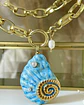 Collar Maxi Caracola Blue Perlas Gold - Miniatura 6
