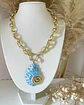 Collar Maxi Caracola Blue Perlas Gold - Miniatura 2