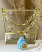 Collar Maxi Caracola Blue Perlas Gold - Miniatura 8