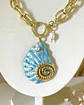 Collar Maxi Caracola Blue Perlas Gold - Miniatura 9