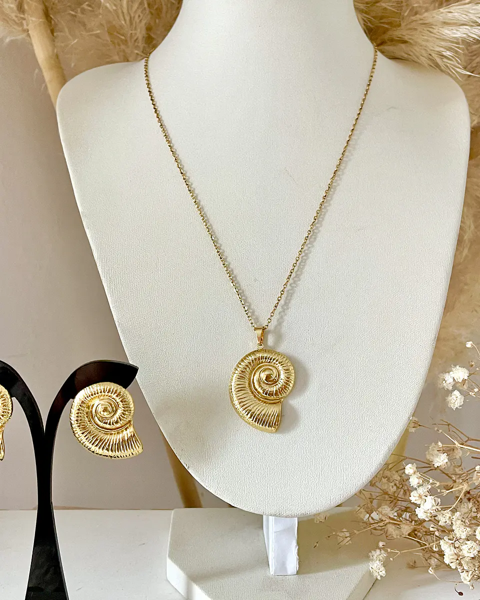 Conjunto Collar + Aros Caracola de Mar Gold 4