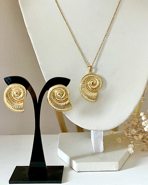 Conjunto Collar + Aros Caracola de Mar Gold