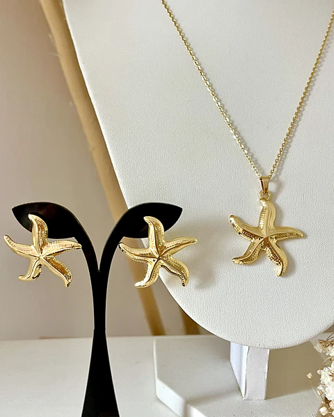 Conjunto Collar + Aros Estrella de Mar Gold