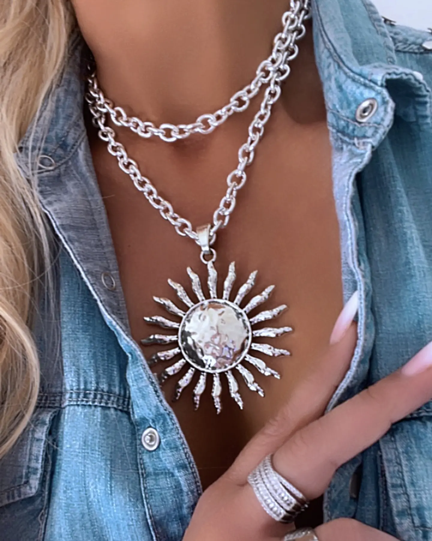 Collar XL Maxi Sol eslabones ovalados Silver 1